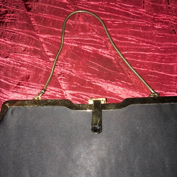 Vintage Black Satin Clutch - Picture 7 of 7